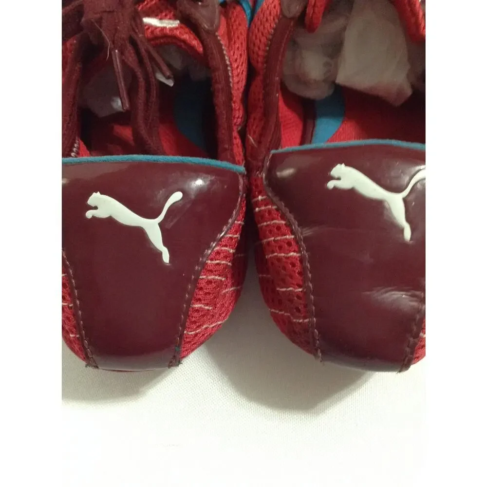 Puma Karly Womens Size 10 Red Burgundy Mesh Patent Leather Low Profile Sneakers